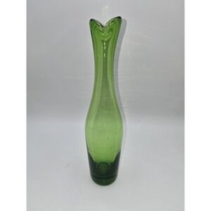 Vintage Blenko #64B Olive Green Art Glass Vase 10.25" Mid-Century Modern